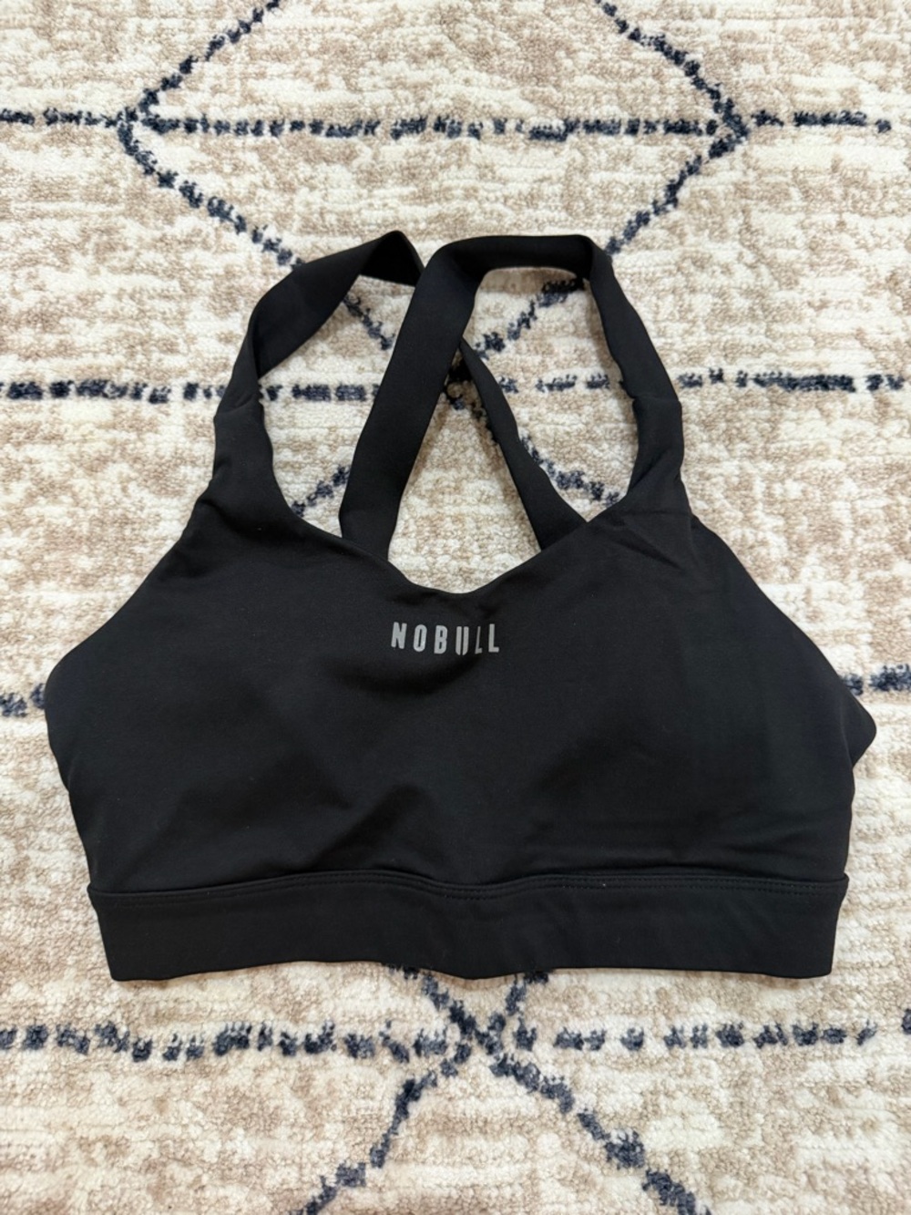 NOBULL Black Racerback Sports Bra with Cross Straps